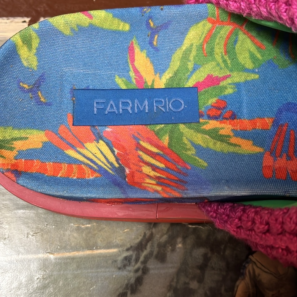FARM Rio Pink and Blue Sandals Vibrant Slip-On Style - Picture 2 of 8